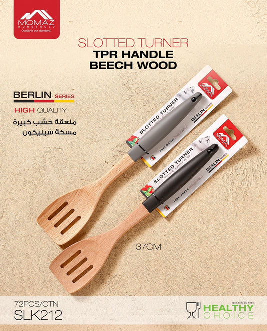 Momaz Berlin Series Slotted Turner – TPR Handle & Beech Wood | SLK212