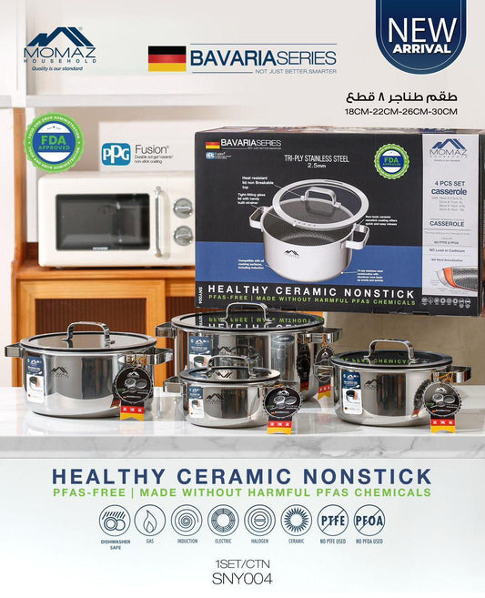MOMAZ Bavaria Series – 8 Pcs Stainless Steel Cookware Set