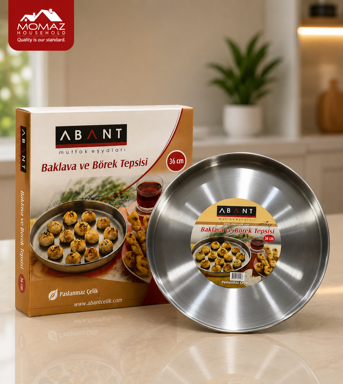 Momaz Stainless Steel Baklava & Pastry Tray – 36CM