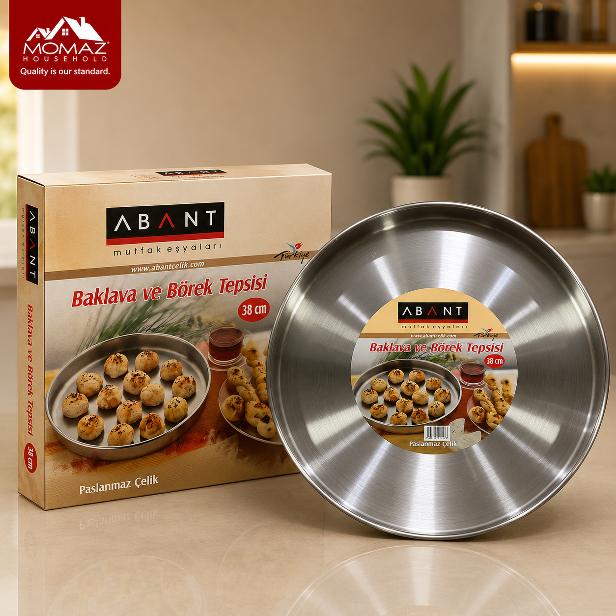 Momaz Stainless Steel Baklava &Pastry Tray – 38CM