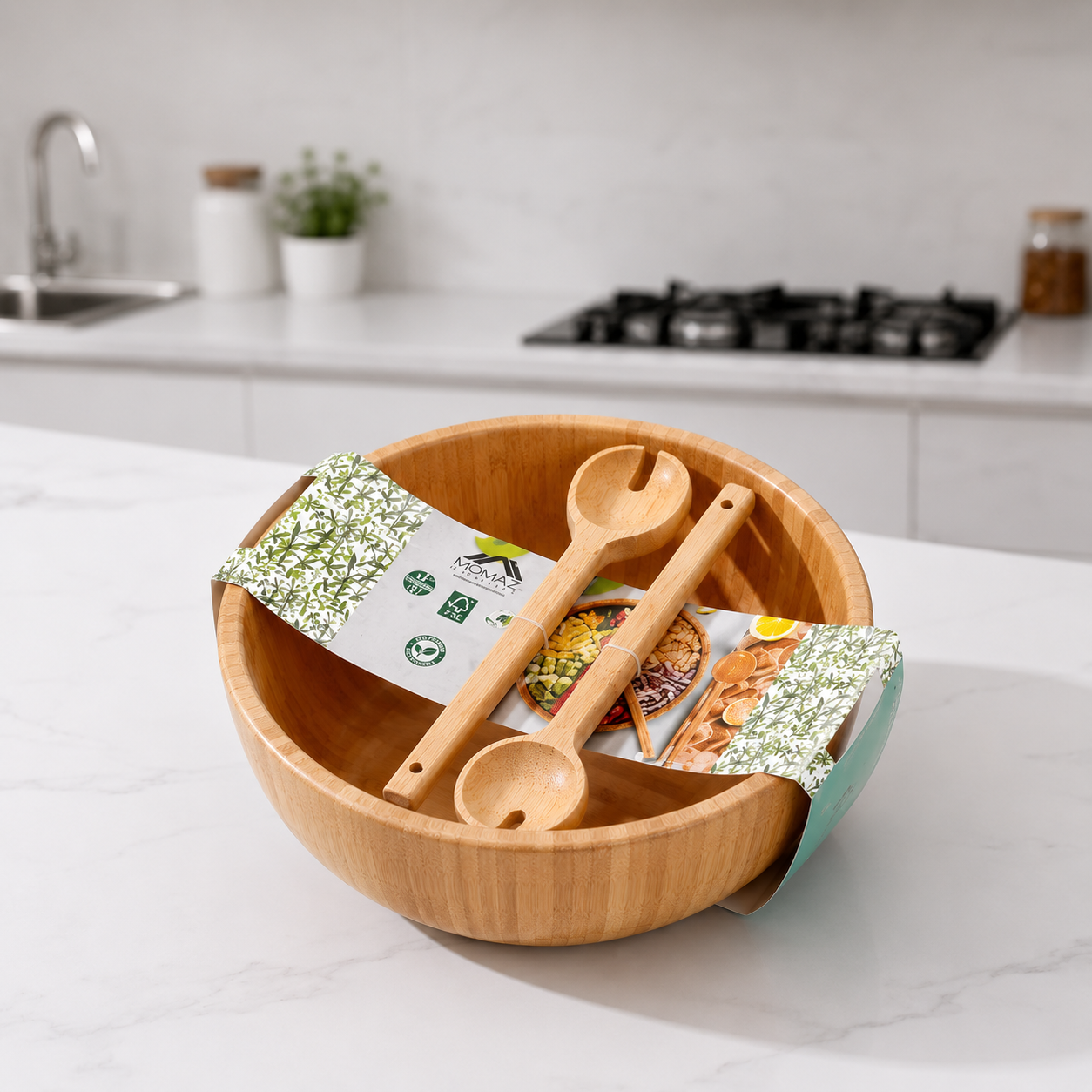 Momaz Salad Bowl with Utensils