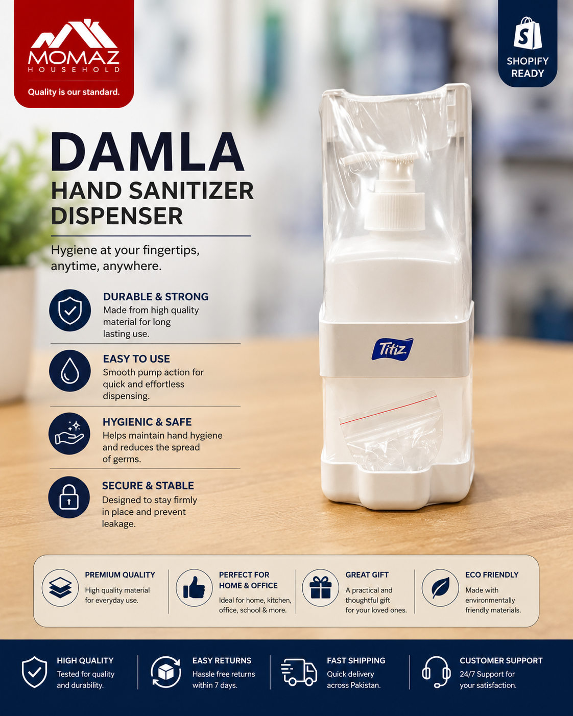 Momaz Damla Hand Sanitizer Dispenser 500ML – TP-297