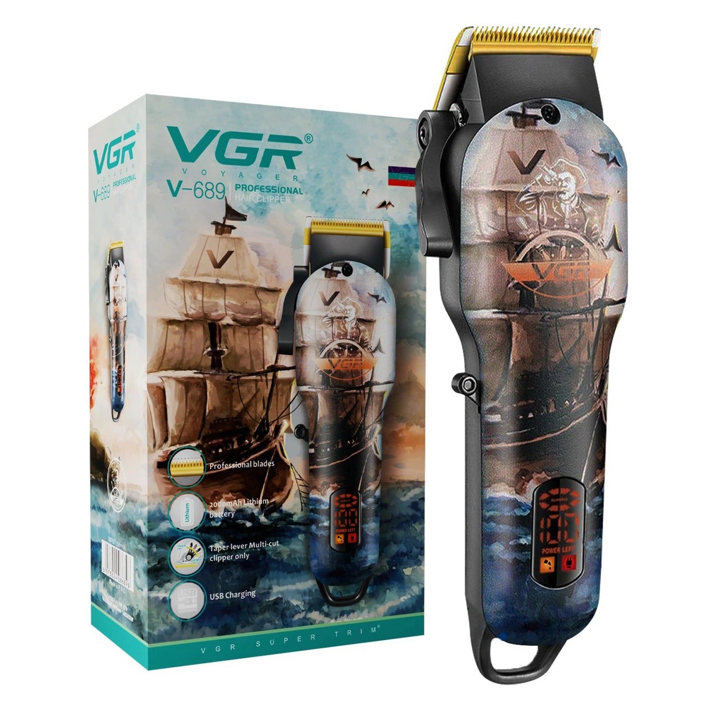 VGR V-689 Professional Hair Clipper – Digital Display
