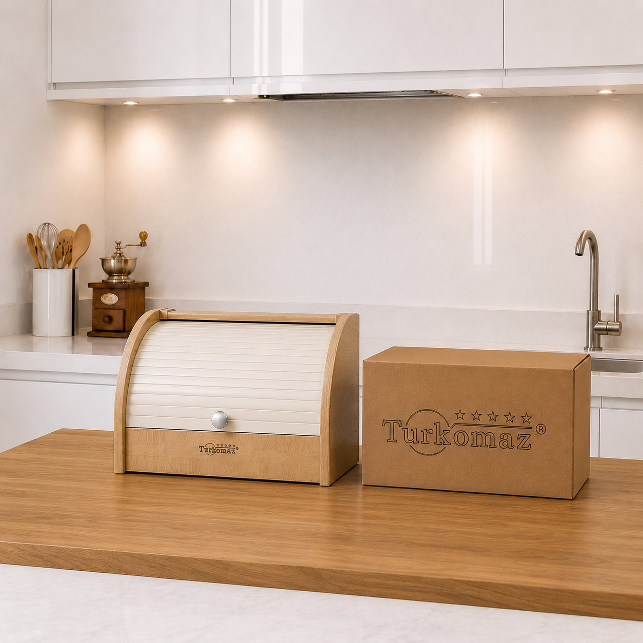 Turkomaz Wooden Bread Box
