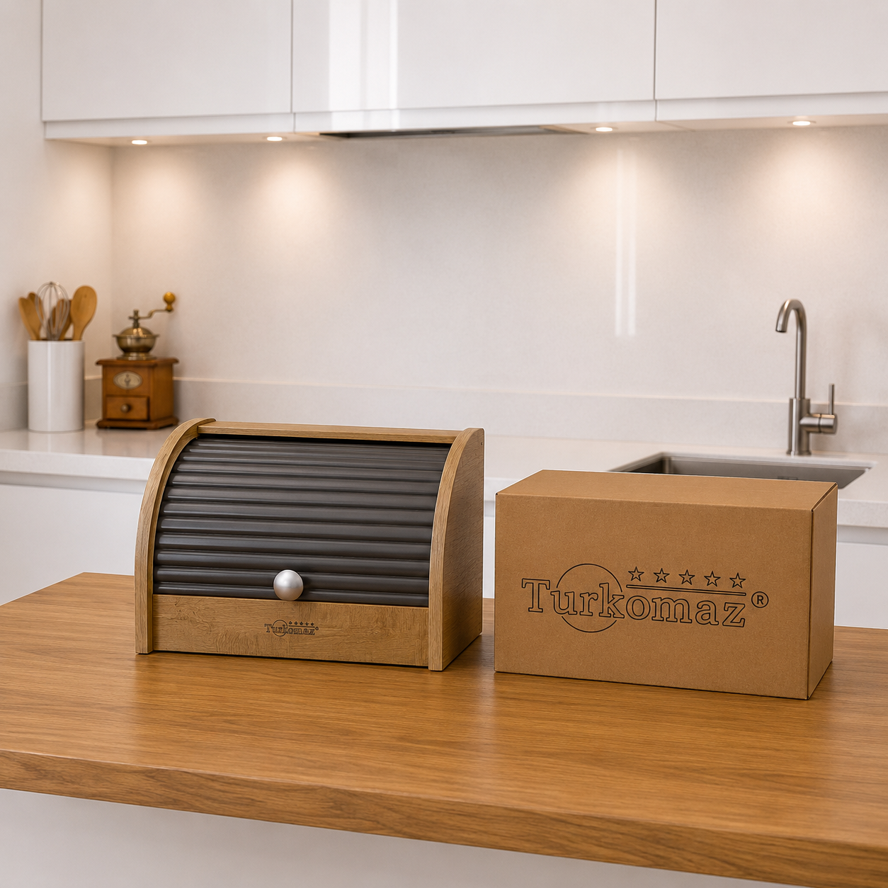 Turkomaz Wooden Bread Box