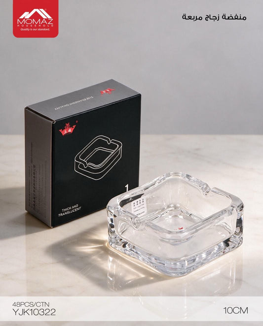 MOMAZ Square Glass Ashtray – 9 cm (YJK10322)